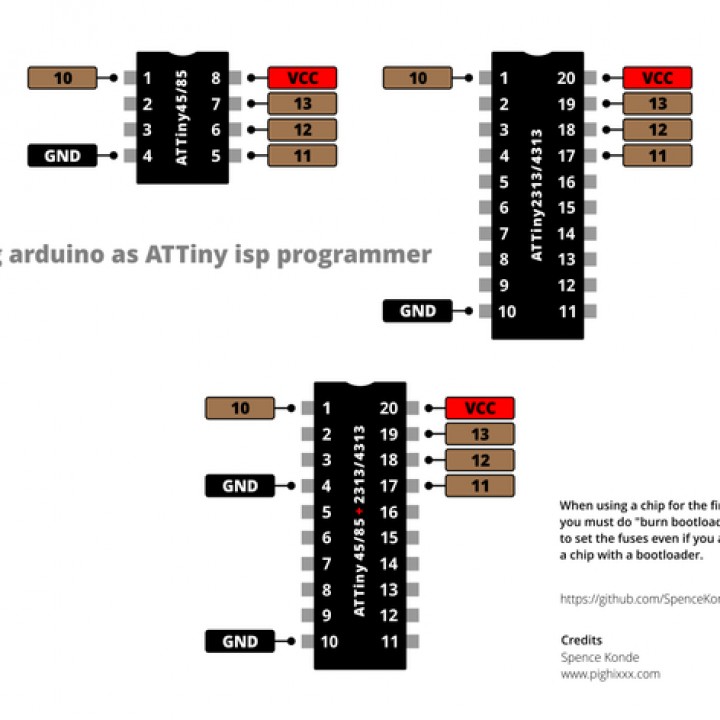 3D Printable ATtiny 85/2313 arduino programmer by TOPE designs