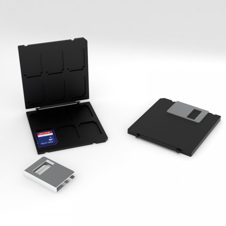 3D Printable floppy disk SD card holder by Francesco RosaBrusin