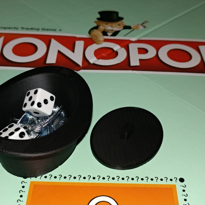 Monopoly Top Hat Game Piece Holder /Lid image