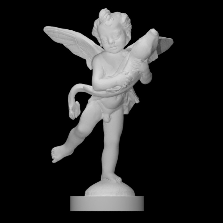 Winged boy with a dolphin image