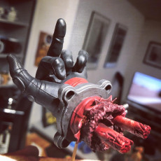 Picture of print of Severed Deadpool hand F***you