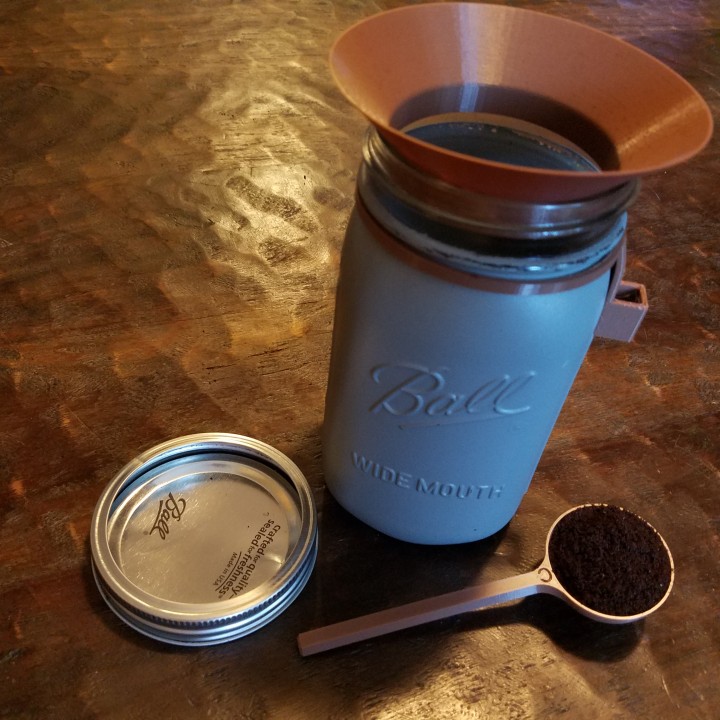 CWCDesigns Coffee scoop, scoop holder, and funnel for mason jar image