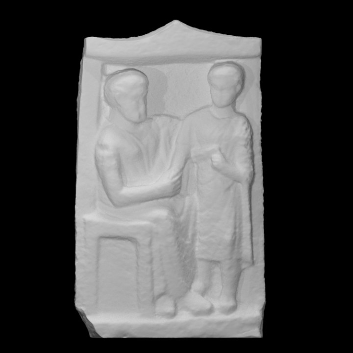 Relief with a seated man and a kid image