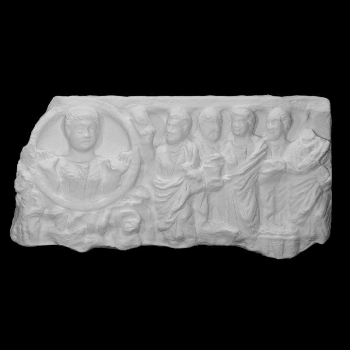 Sarcophagus with biblical scenes relief image