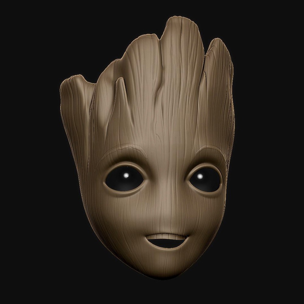 3D Printable Baby Groot mask by Darren Pattenden, image size:1000x1000
