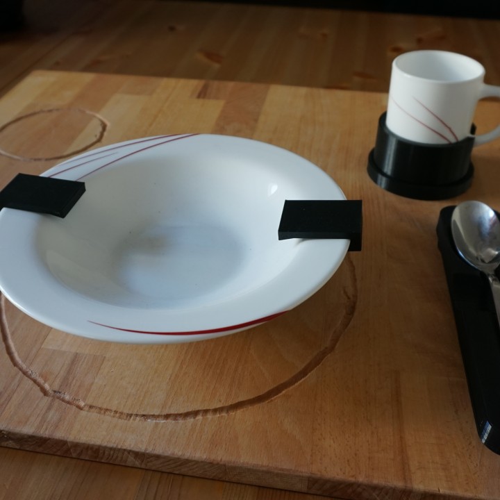 3D Printable It holds your tableware in place daily living aid for
