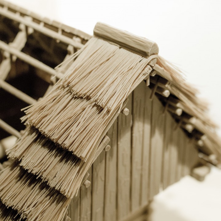 Straw roof thatching system for log house, cabin, cottage, etc. image