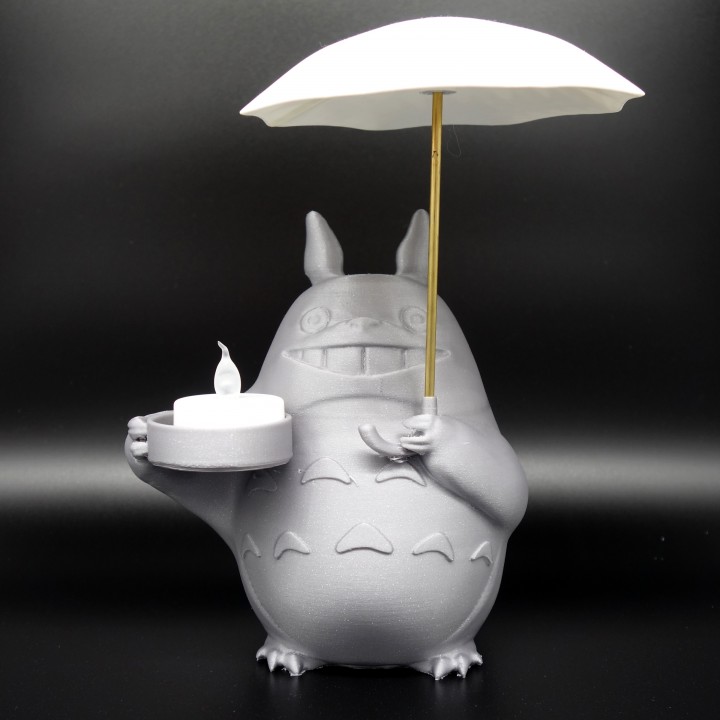 3D Printable Totoro Tea Candle Holder With Umbrella by Kam Yu