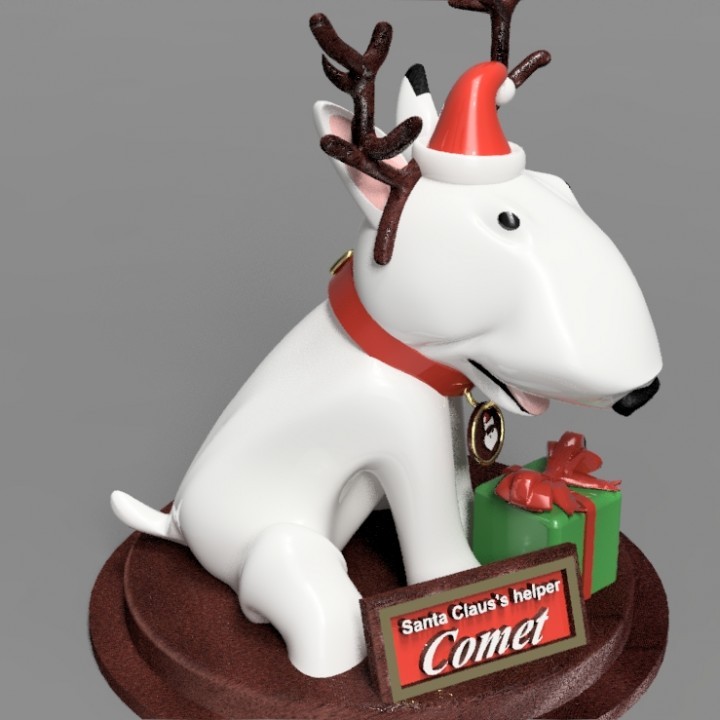 Santa Claus's helper : Comet - bull terrier- dog - Christmas(100% Fusion360) * Update : inside version without name tag image