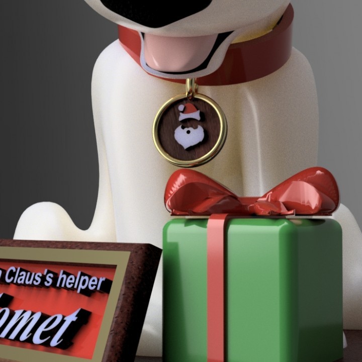 Santa Claus's helper : Comet - bull terrier- dog - Christmas(100% Fusion360) * Update : inside version without name tag image