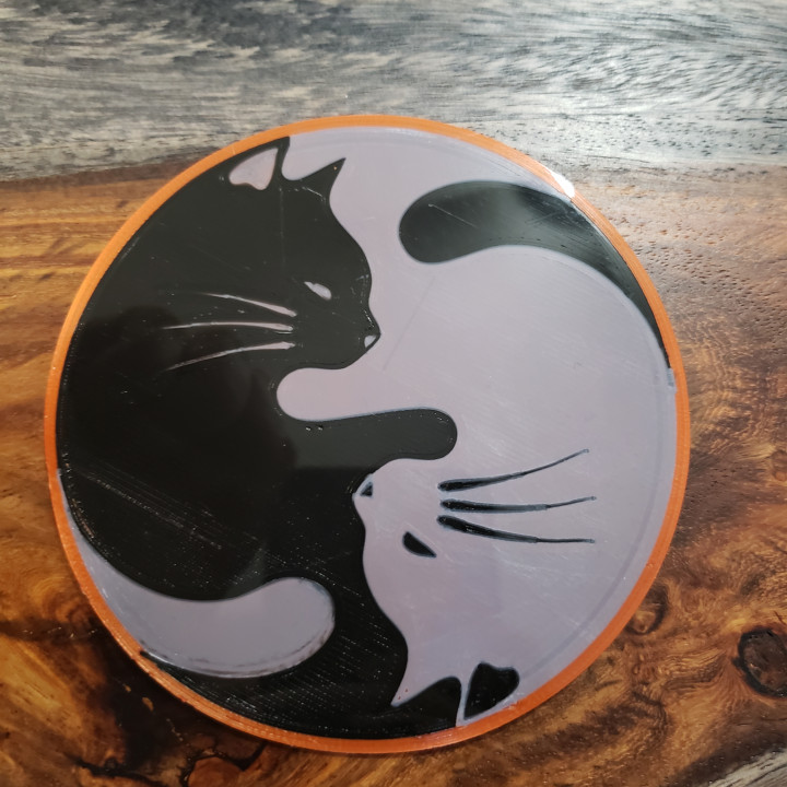 Cat Yin Yang Coaster image