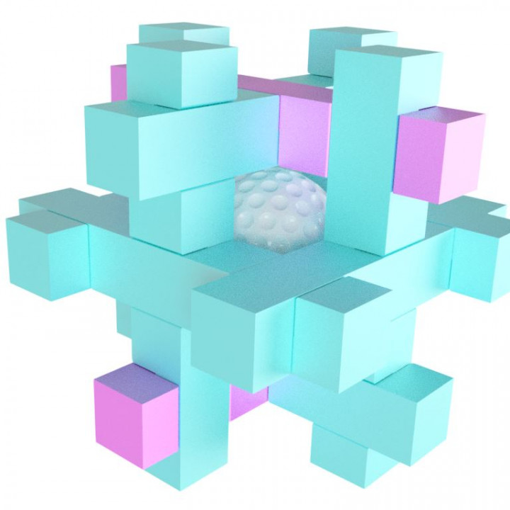 Caged Golf Ball Puzzle image