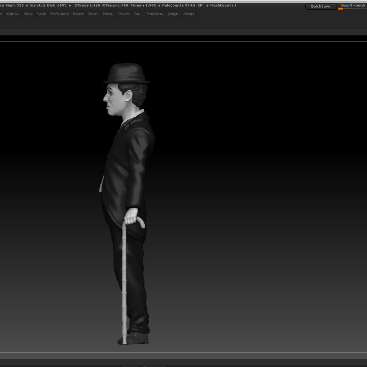 Chaplinさん 専用ページ 3D Printable Charlie Chaplin - 3D figurine online by iKix My3D