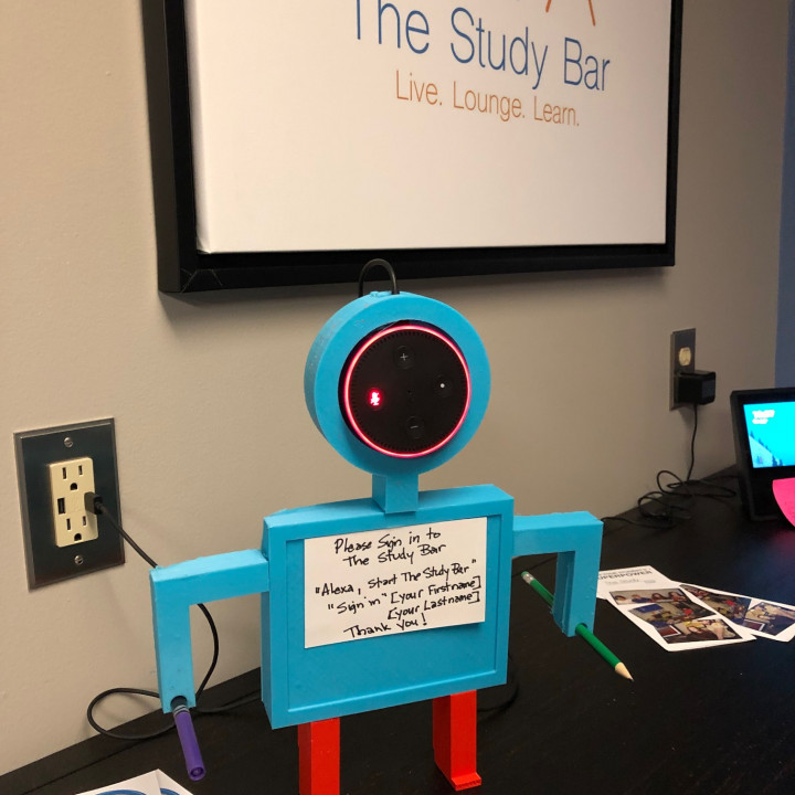 Alexa Echo Dot Robot with whiteboard and pen holder image