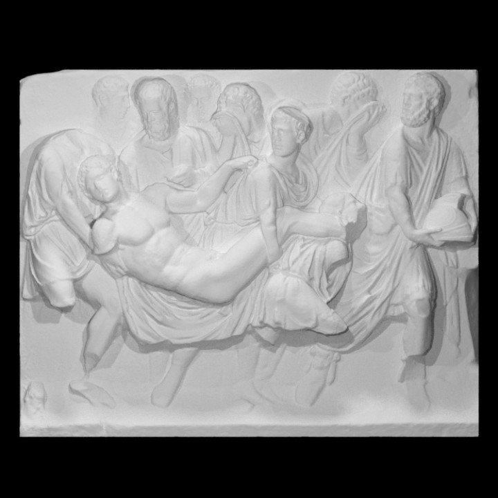 Marble sarcophagus fragment image
