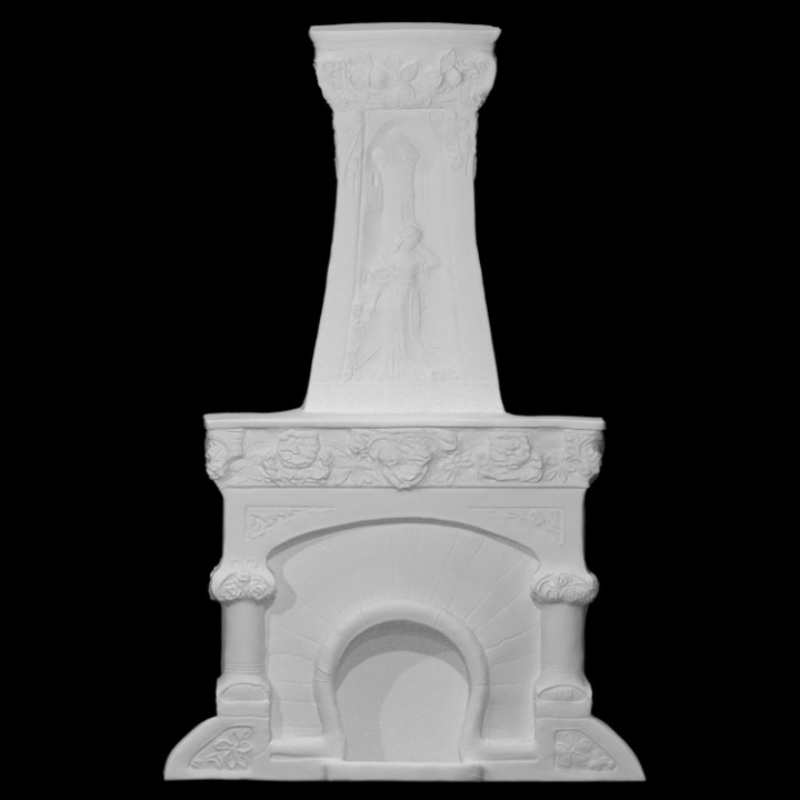 Fireplace with sculptural relief image