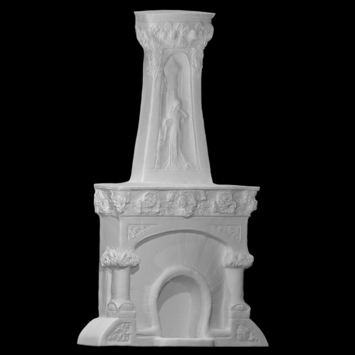 Fireplace with sculptural relief image