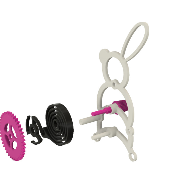 Windup Bunny 2 With a PLA Spring Motor and Floating Pinion Drive image