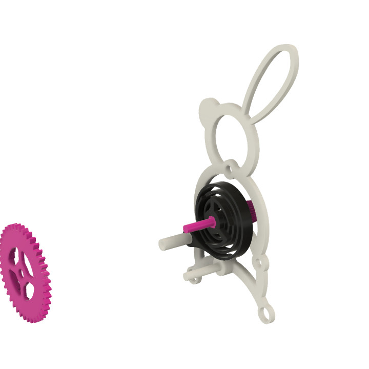 Windup Bunny 2 With a PLA Spring Motor and Floating Pinion Drive image