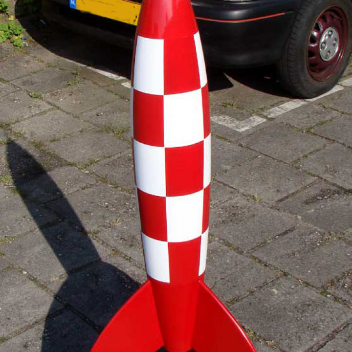 3D Printable Tintin Rocket-Tail Cone and Antenna by Jacques Mul
