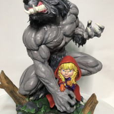 Picture of print of Little Red Riding Hood and her new best friend!