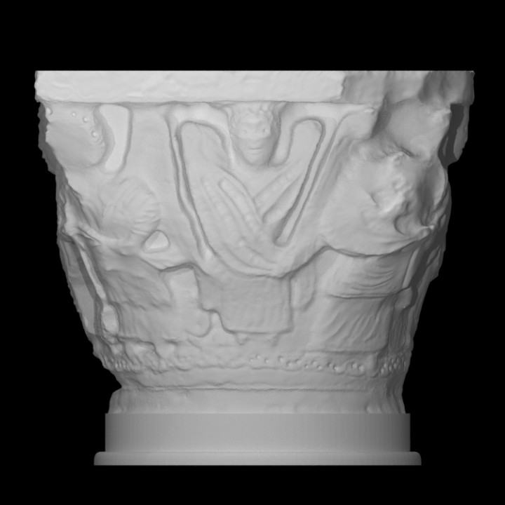 Capital with depictions of humans and angels image