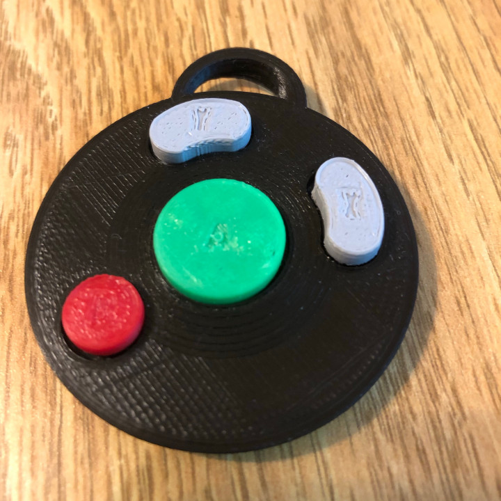 3D Printable Gamecube Buttons Keychain By Owen B