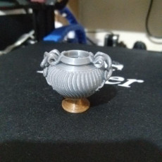 Picture of print of Marble strigilated vase with snake handles