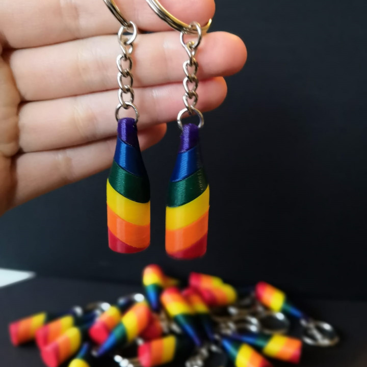 Pride rainbow bottle keychain image