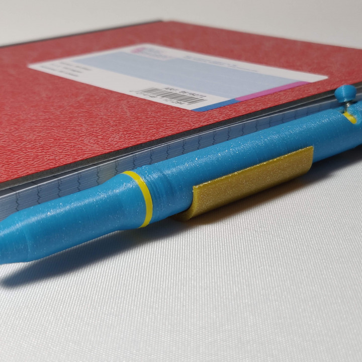 Notebook pen clip for 3D Printable Bolt Action Pen image