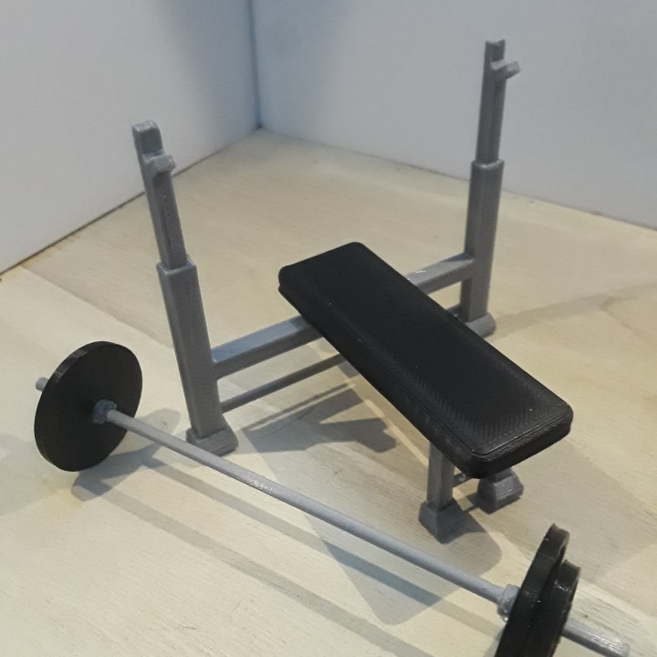 Weight Bench and Weights (1:18 scale) image
