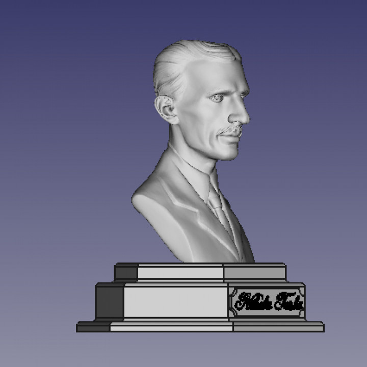 Nikola Tesla Bust with Base and Name Plate image
