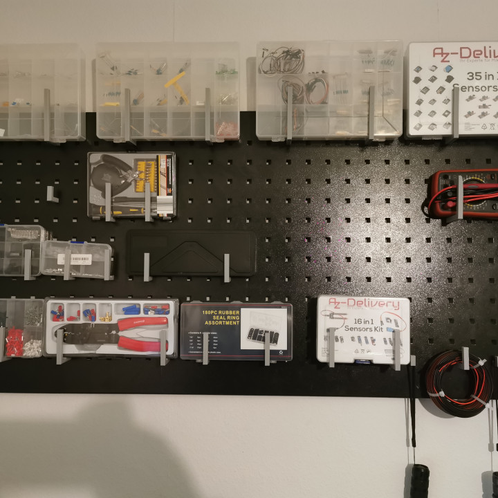 3D Printable Parametric 10mm Square Hole Pegboard Hooks by Nazrim