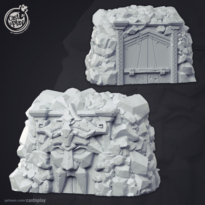 3D Printable Dwarven Mine Entrance (Pre-Supported) by Cast n Play