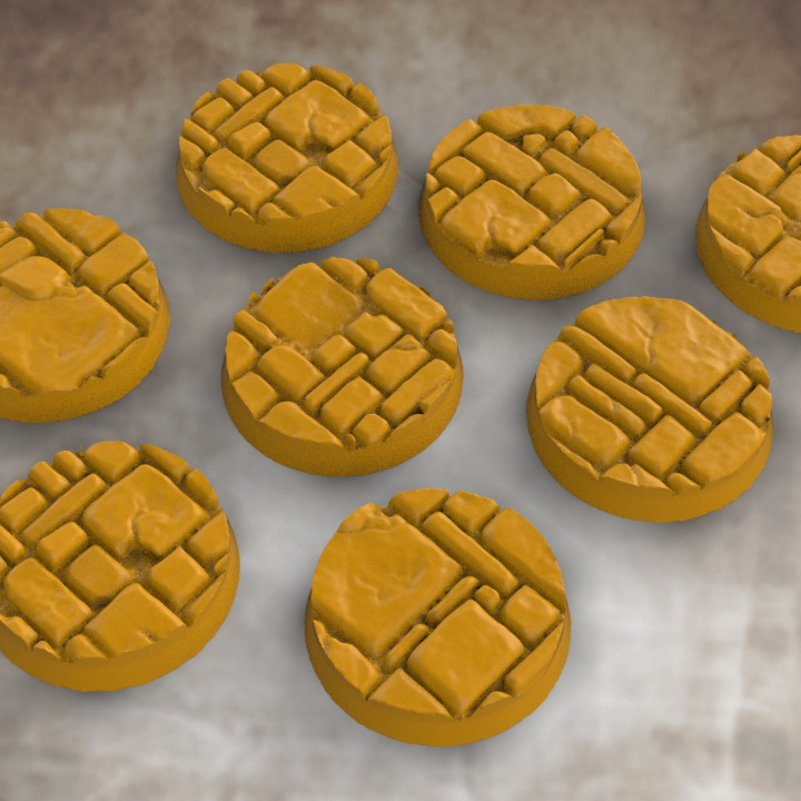 25mm diameter dungeon flagstone bases set 1 (8x bases) image