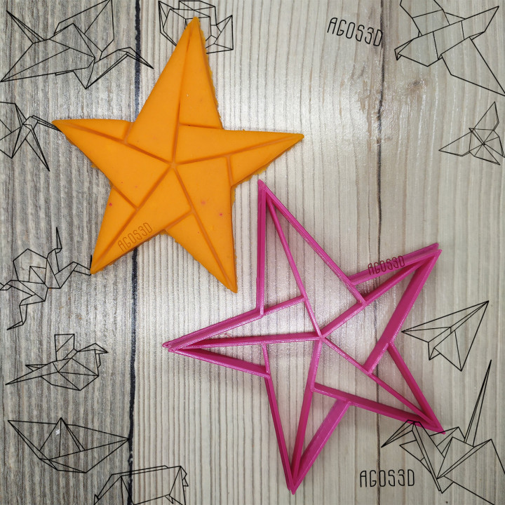 Cortante de estrella de papel origami - cortante de galletita, masa y fondand image