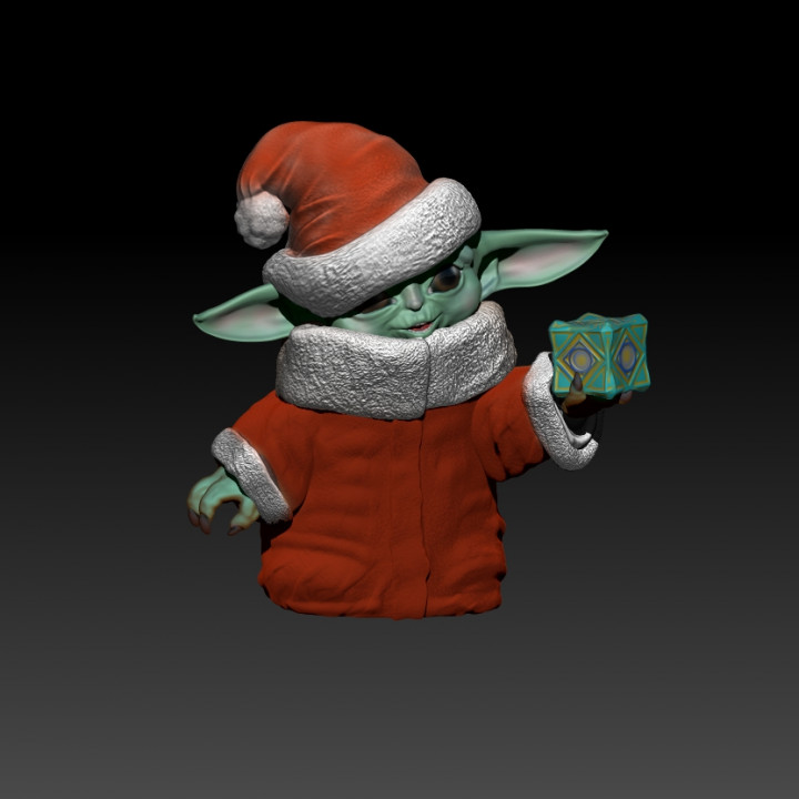 Santa Hat Baby Yoda with Holocron image