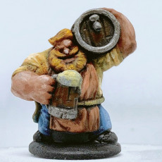 Picture of print of Dwarven Barkeep Miniature - pre-supported