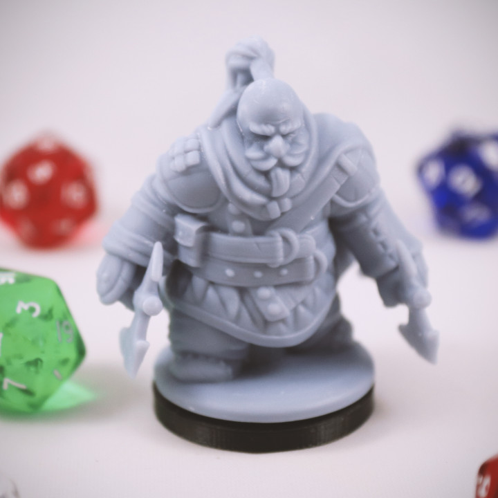 Dwarven Rogue 06 Miniature - pre-supported image