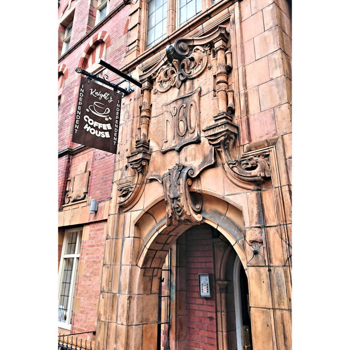 Terracotta face above 60 Newhall Street in Birmingham UK image