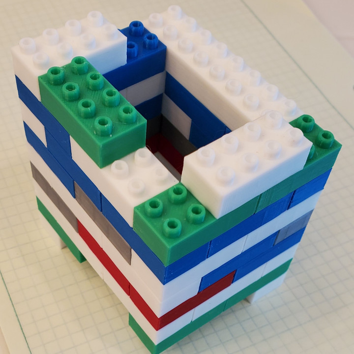 3D Printable Montini building bricks Two Pip Set Lego Compatible by left spin