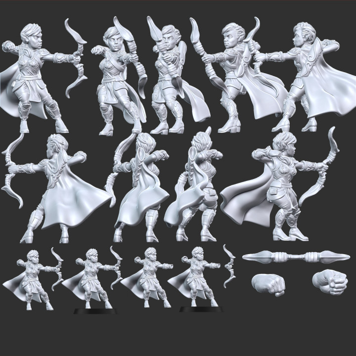 Elf Ranger Type B with Modular Hands and Weapons (Presupported) image