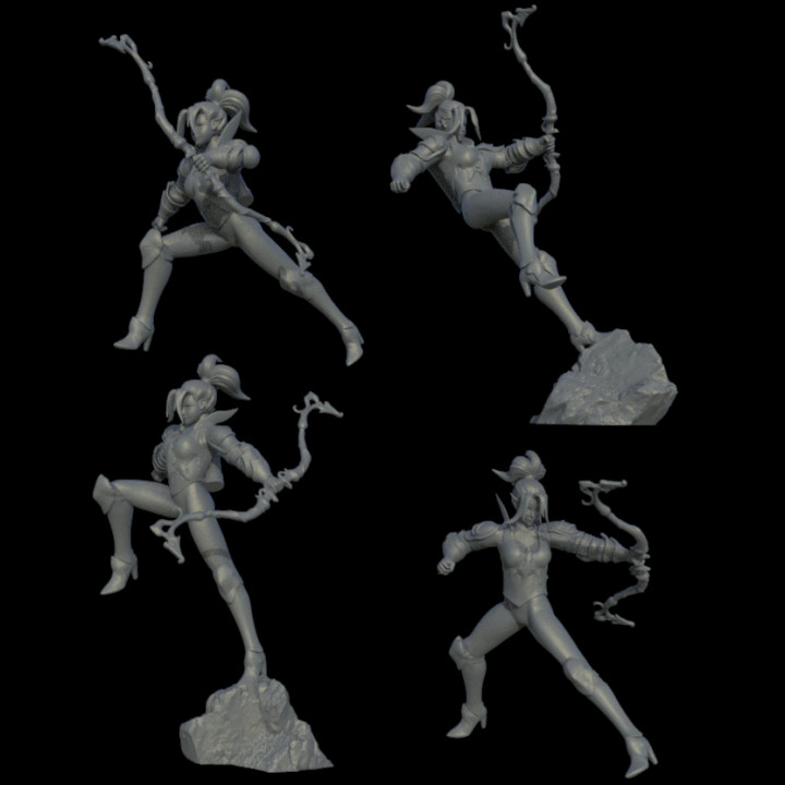 Elven warrior pack with bow miniatures image