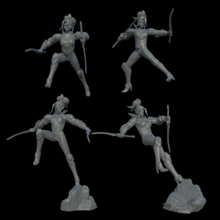 Elven warrior pack with swords miniatures image