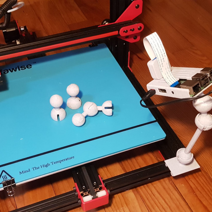 3D Printable Octoprint Raspberry PI 3 and Camera articulated mount by