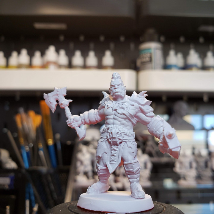 Half-orc Barbarian Type A w/ Modular Hands + 4 Weapons (Presupported) image