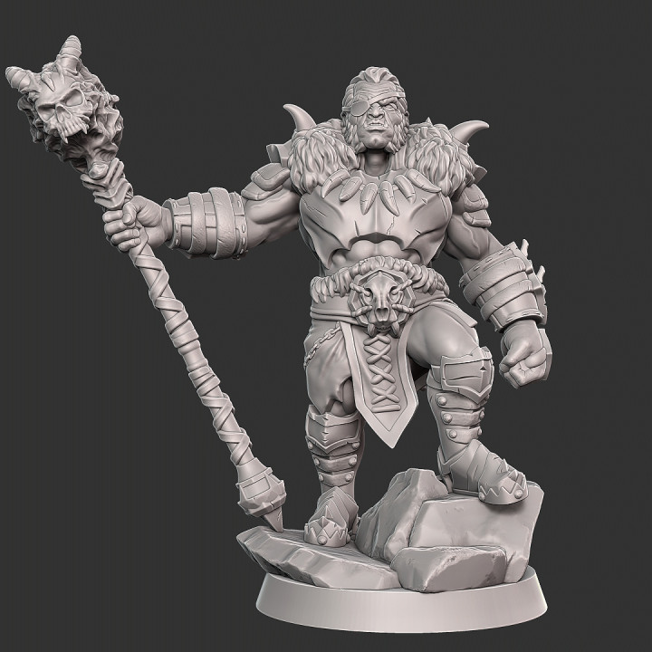 3D Printable Half-orc Barbarian Type B w/ Modular Hands + 4 Weapons ...