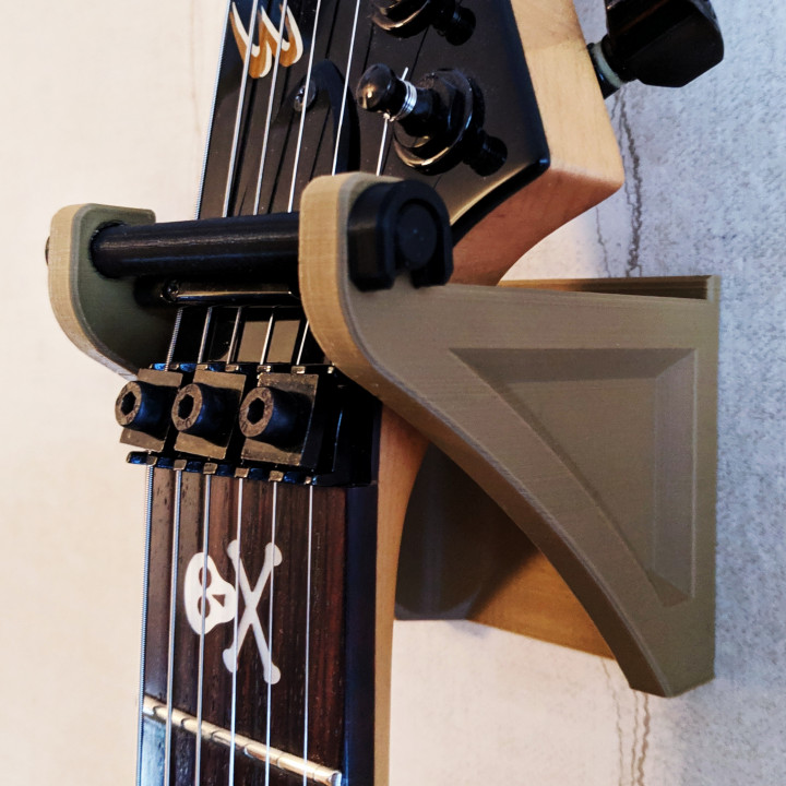 3D Printable Locking Guitar Wall Mount by KalleIivari Mononen