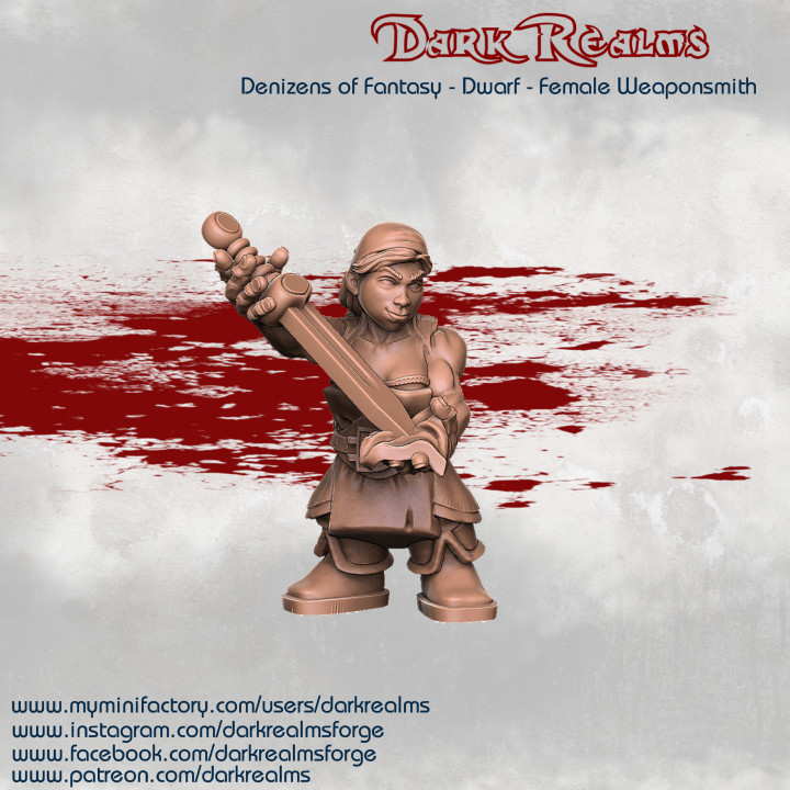 Dark Realms Denizens of Fantasy - Dwarf Female Weaponsmith image