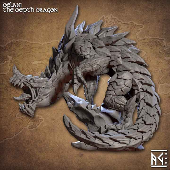 3D Printable Delani - Depths Dragon by Artisan Guild